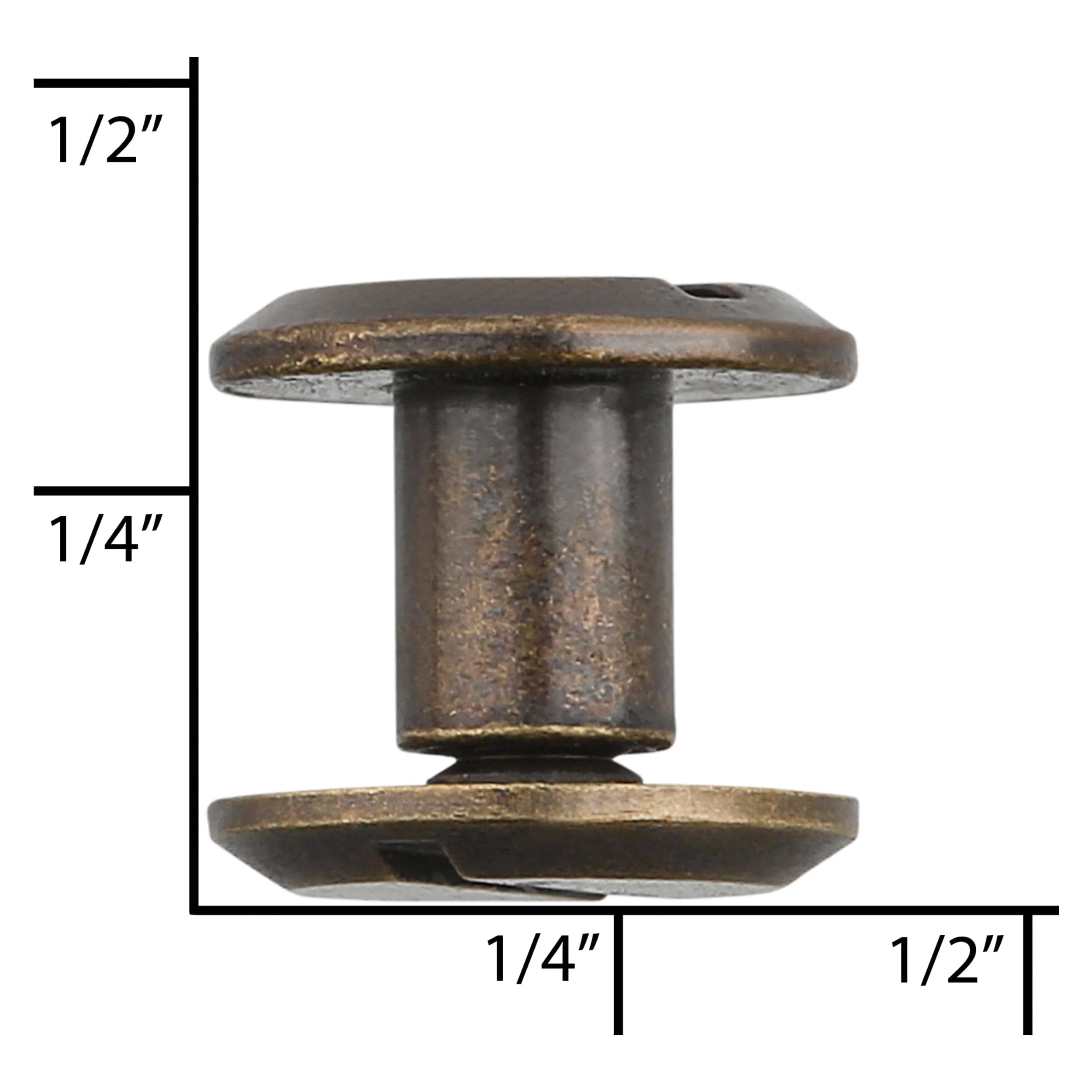 1/4" Antique Brass, Flat Top Chicago Screw, Solid Brass PK10 - Image 4