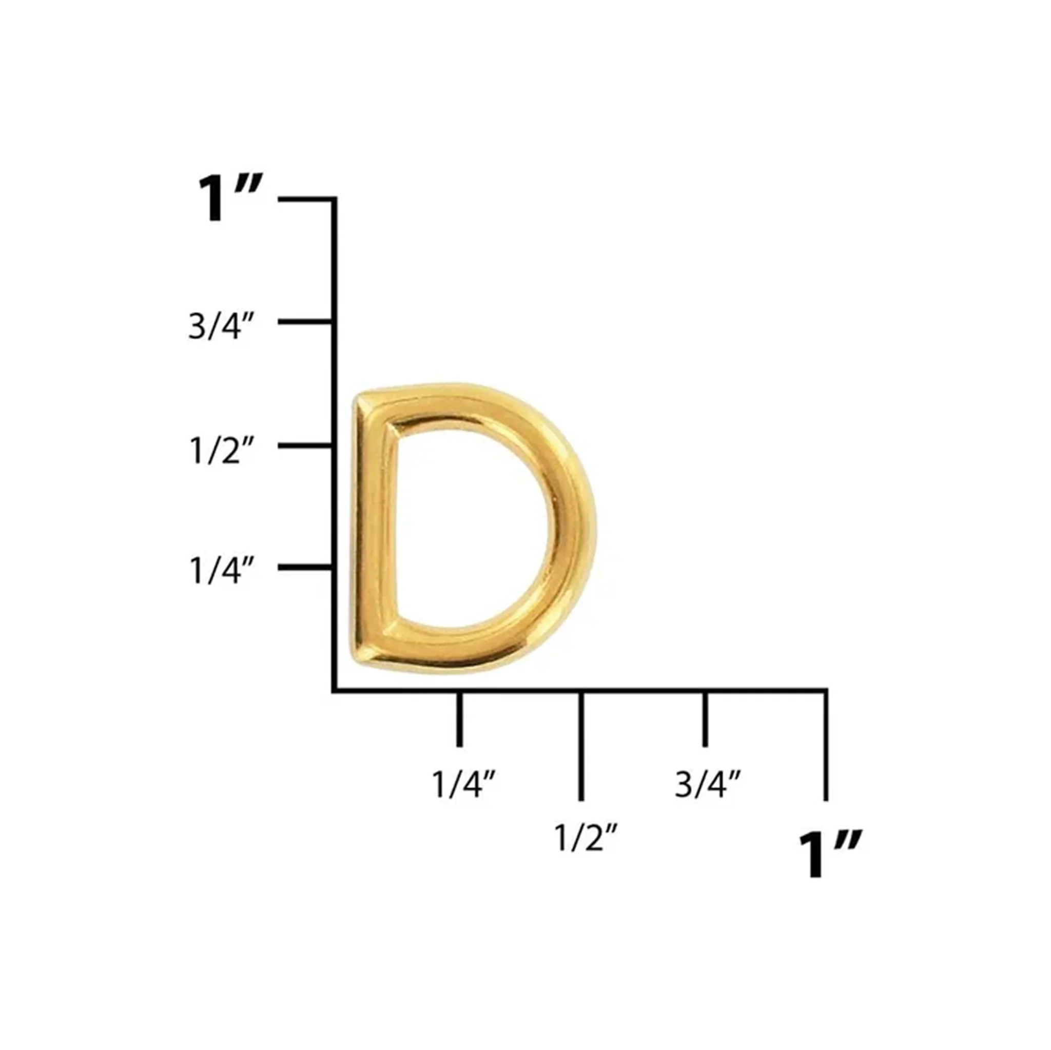 3/8" Shiny Gold, Cast D Ring, Zinc Alloy - Image 2