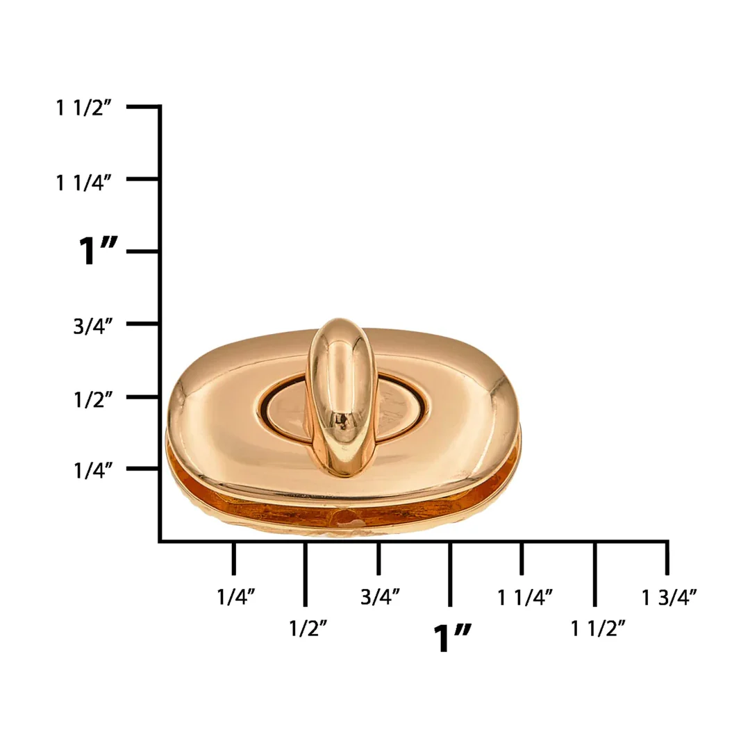 1 1/4" Shiny Gold, Turn Lock, Zinc Alloy - Image 2