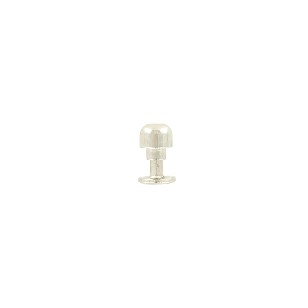 6mm Shiny Nickel, High Dome Press Stud, Solid Brass