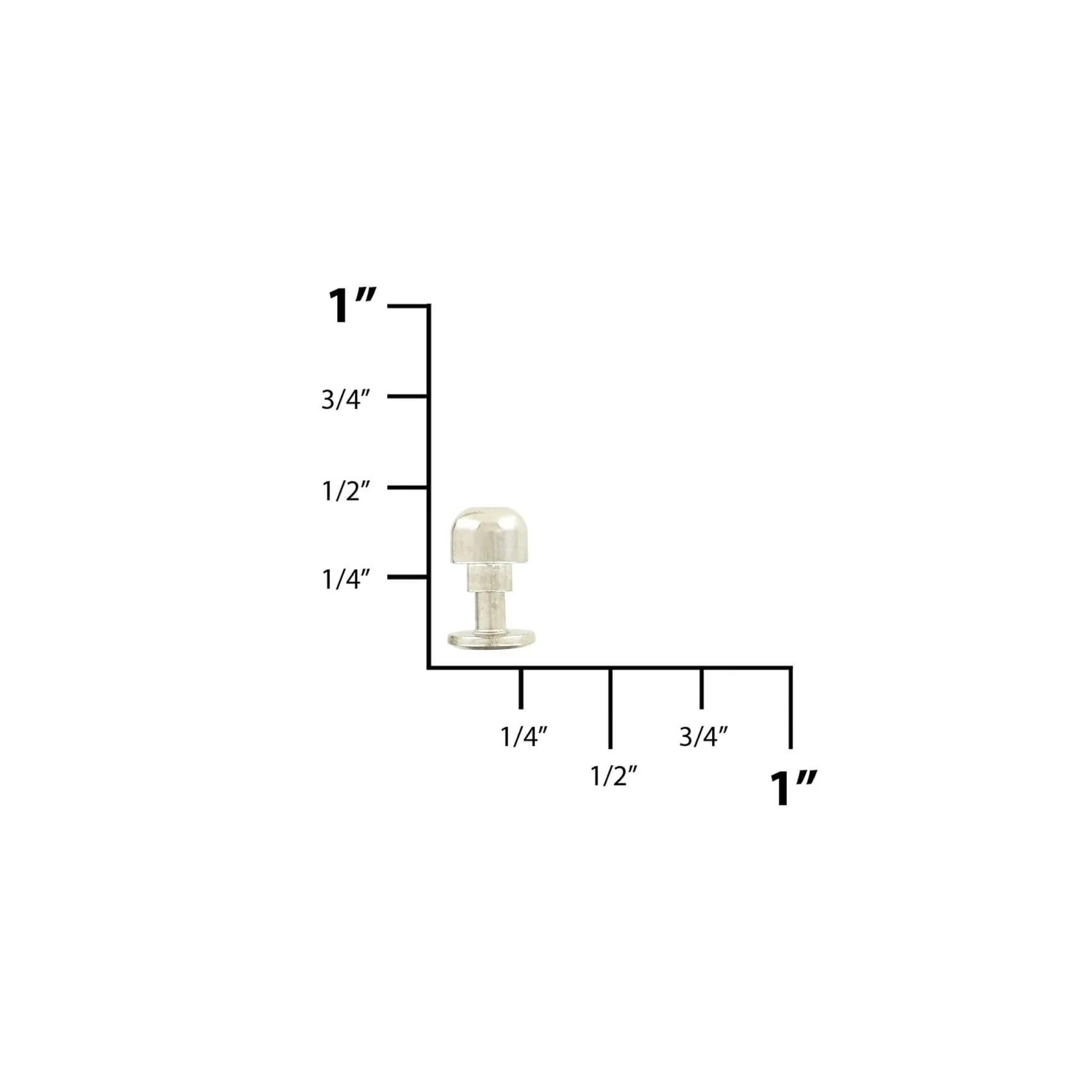 6mm Shiny Nickel, High Dome Press Stud, Solid Brass - Image 2