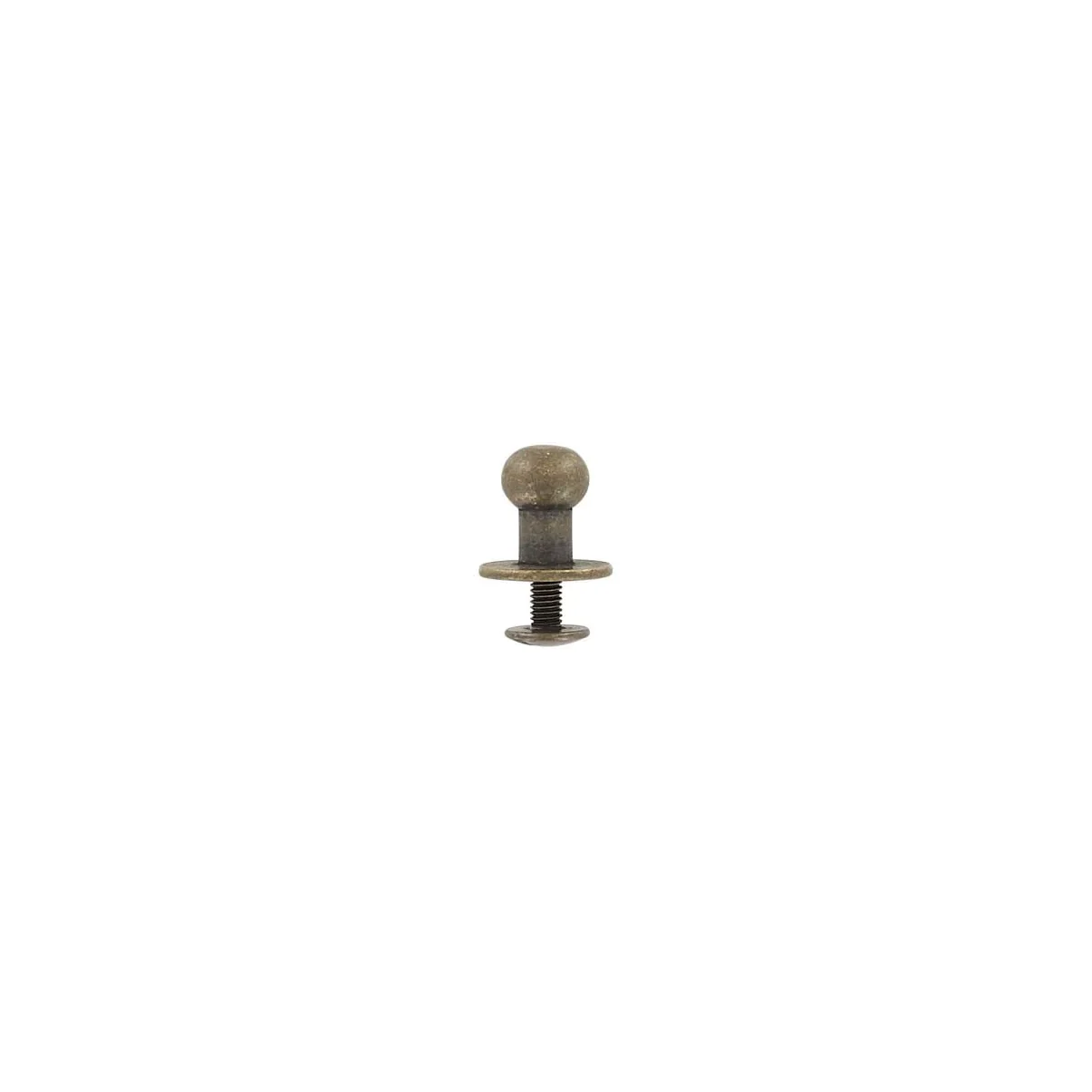 12mm, Antique Brass, Flat Top Collar Button Stud with Screw, Solid Brass - Image 3