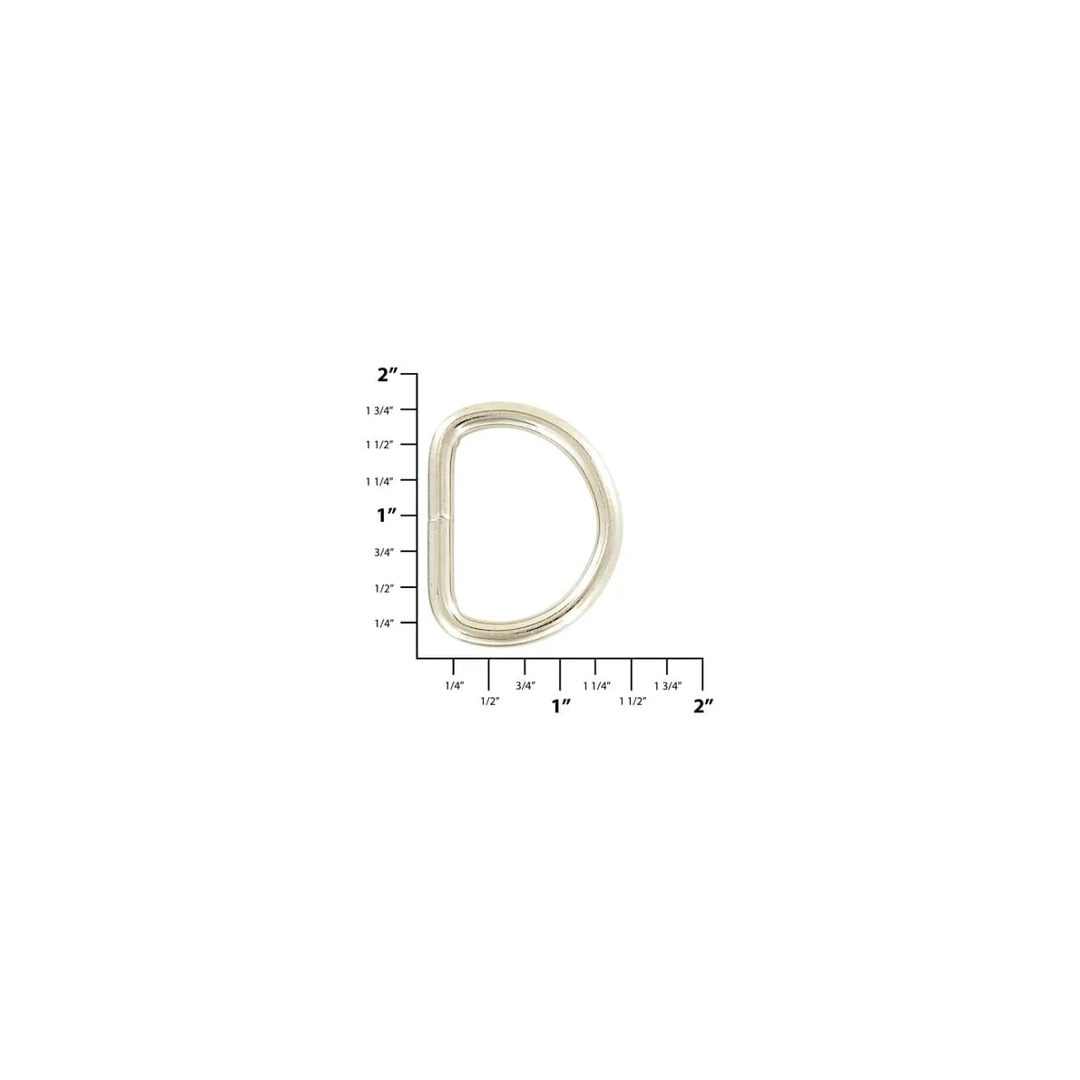 1 1/4" Nickel, Welded D Ring, Steel - Image 2