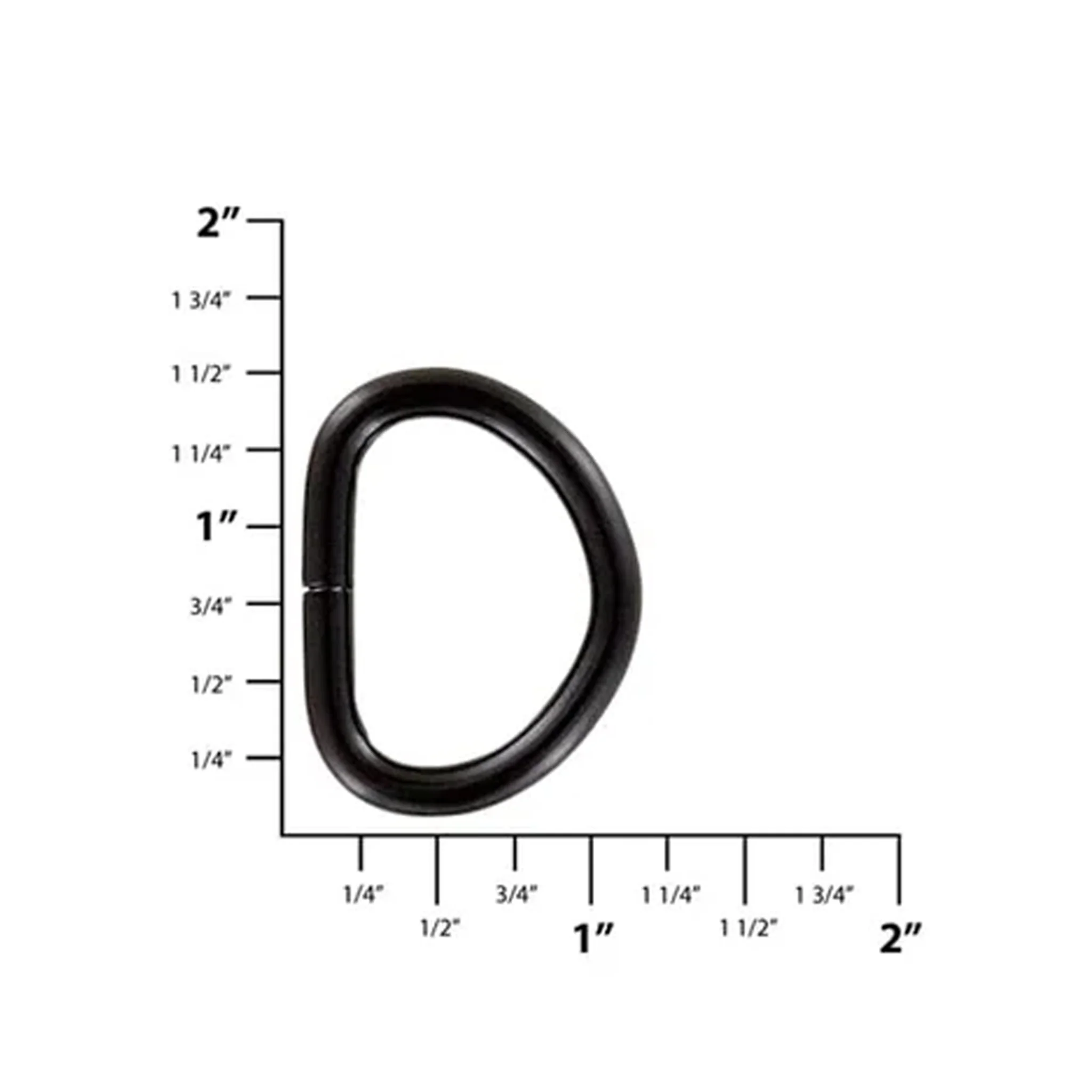 1" Matte Black, Wide Welded D-Ring, Steel - Image 2