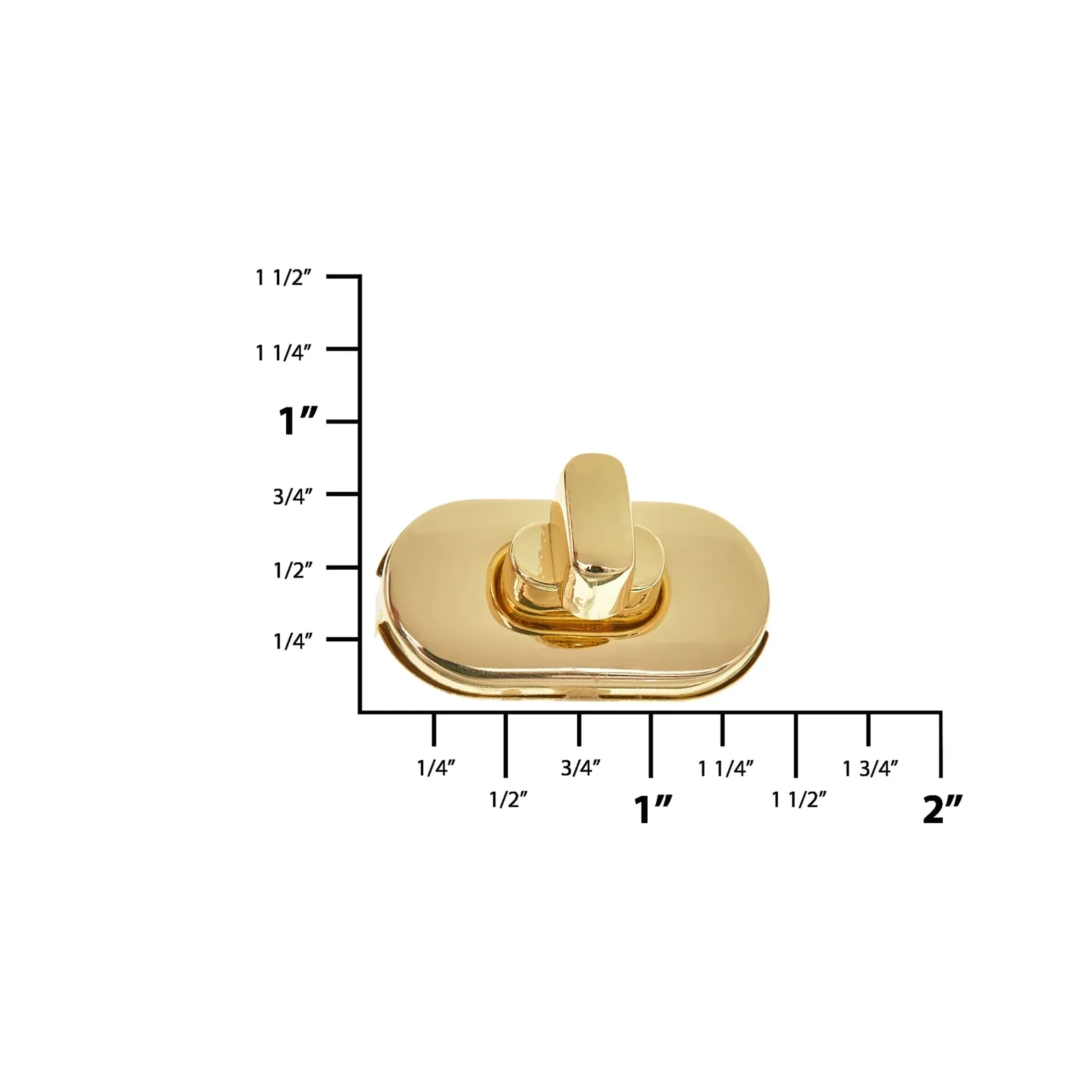 1 3/8" Shiny Brass, Turn Lock, Zinc Alloy - Image 2