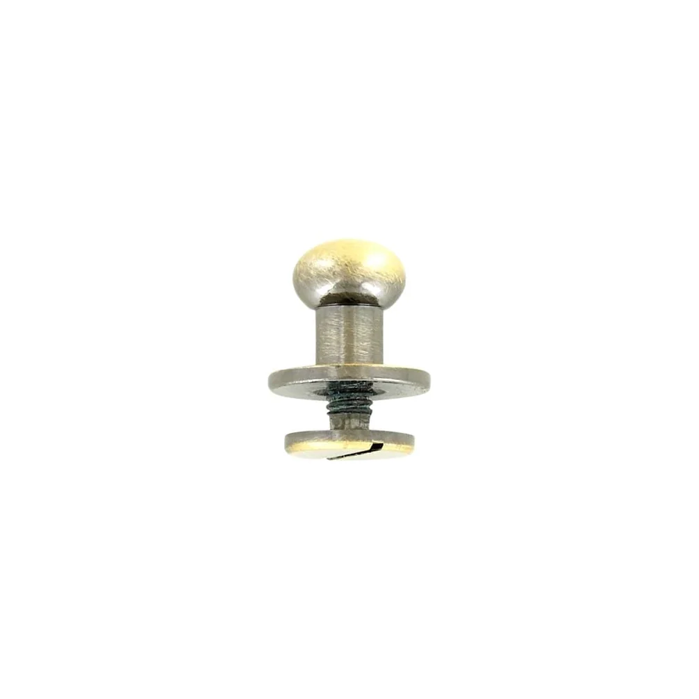 10mm, Antique Brass, Round Top Collar Button Stud with Screw, Solid Brass - PK5 - Image 3