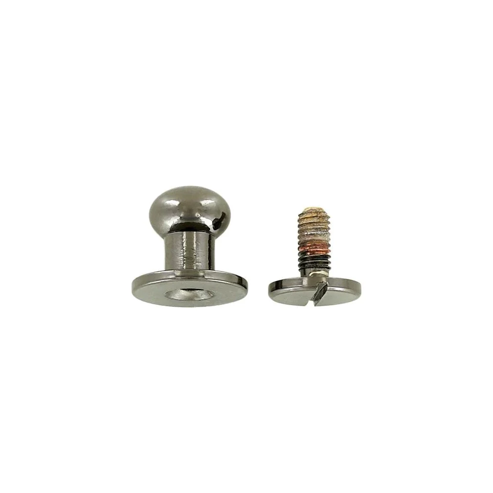 10mm, Gunmetal, Round Top Collar Button Stud with Screw, Solid Brass - PK5 - Image 2