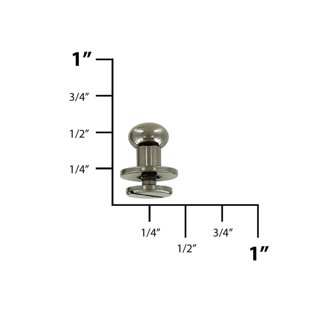 10mm, Gunmetal, Round Top Collar Button Stud with Screw, Solid Brass - PK5 - Image 3