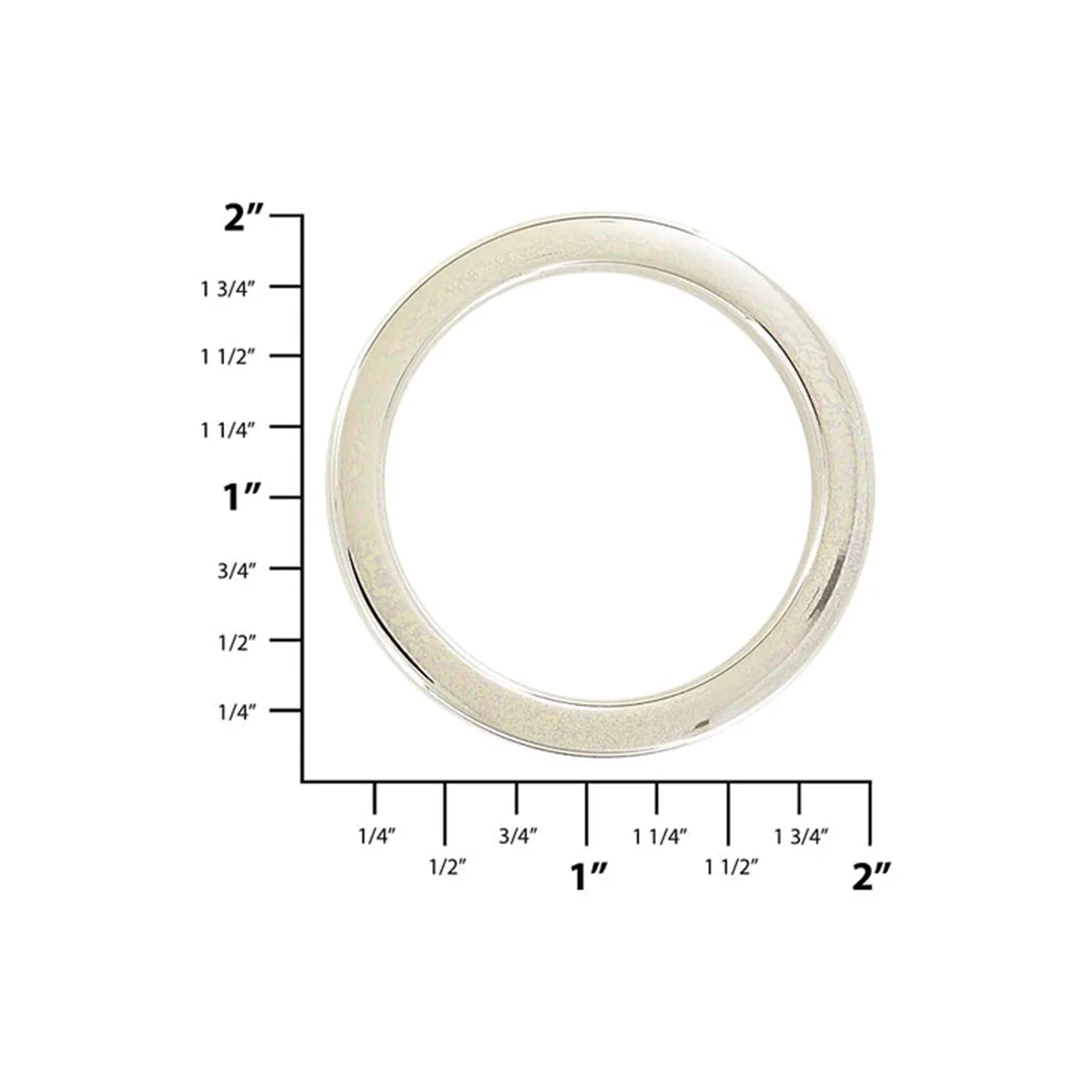 1 1/2" Shiny Nickel, Cast Flat Round Ring, Zinc Alloy - Image 2