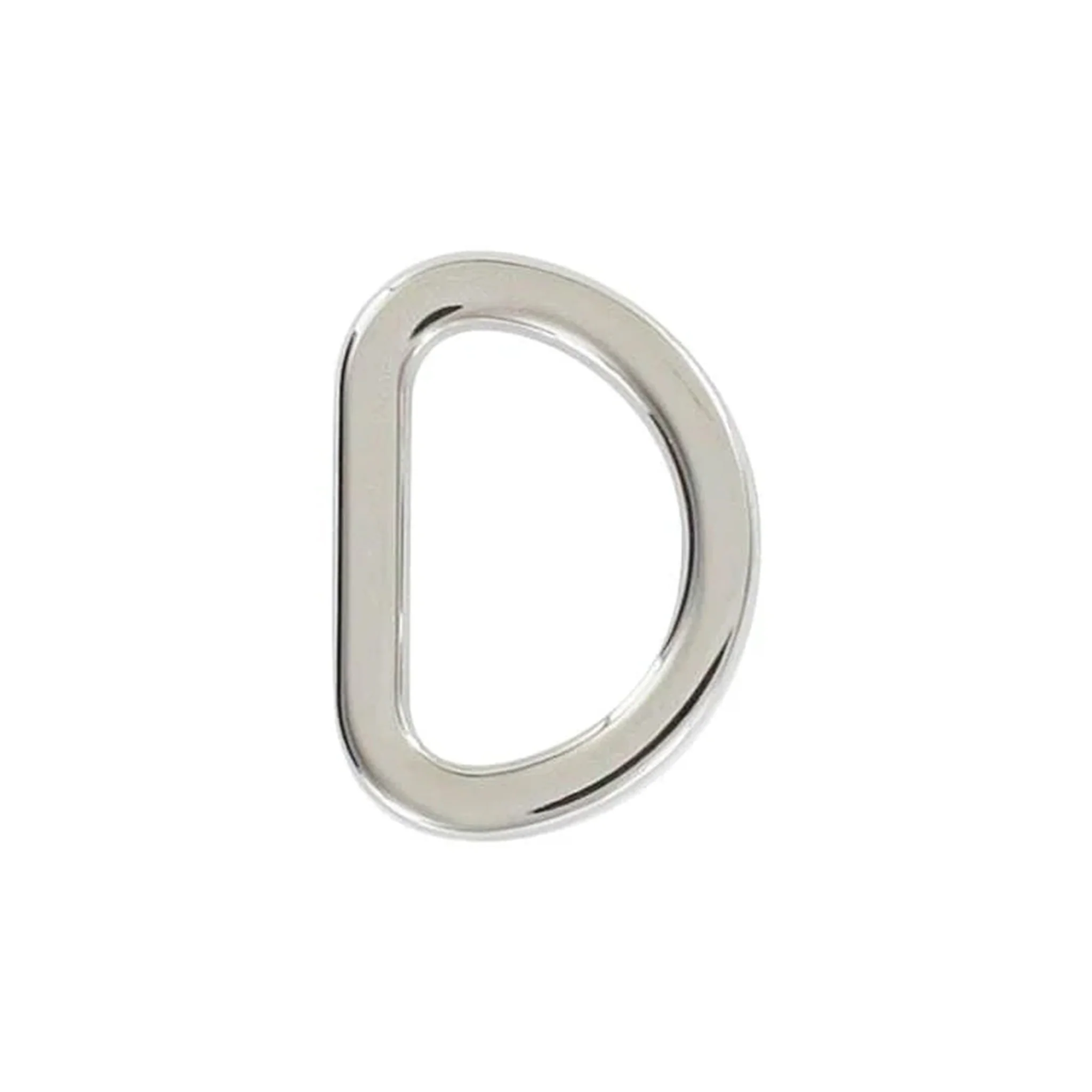 5/8" Shiny Nickel, Cast Flat D Ring, Zinc Alloy-PK5 - Image 5