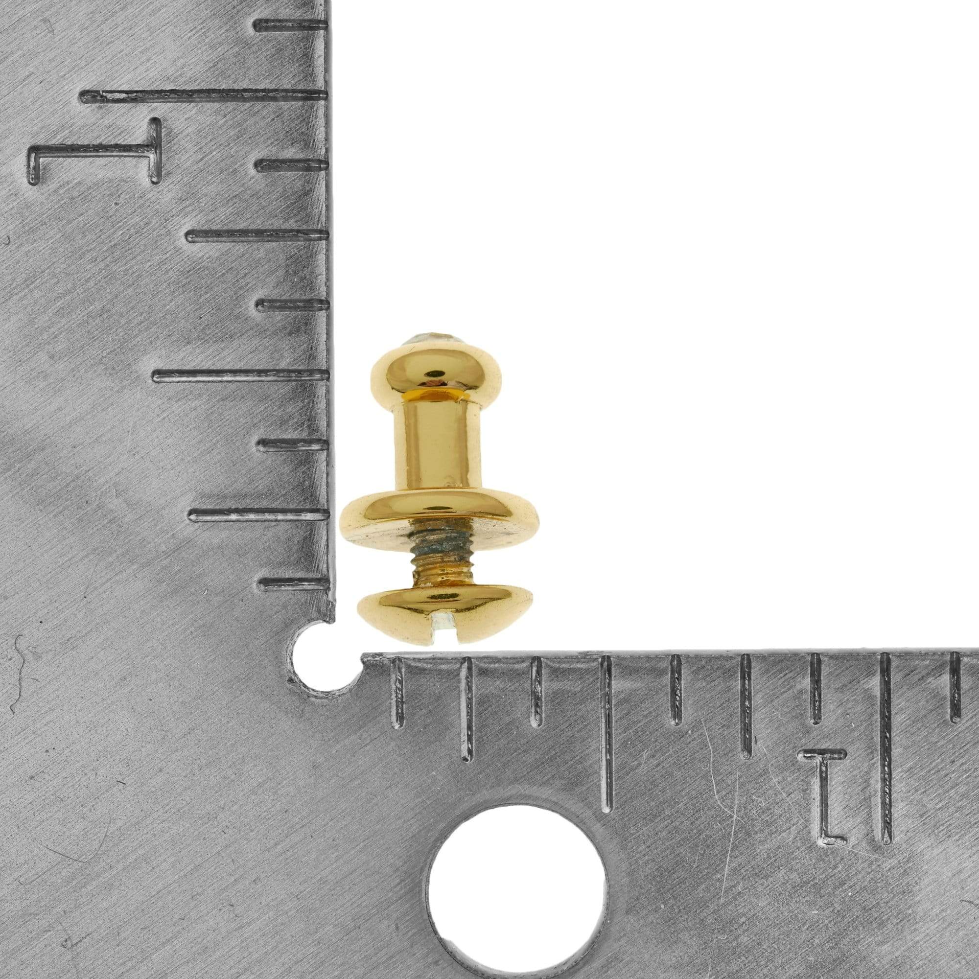 9.5mm, Shiny Gold, Rinestone Collar Button Stud with Screw, Zinc Alloy - PK5 - Image 4