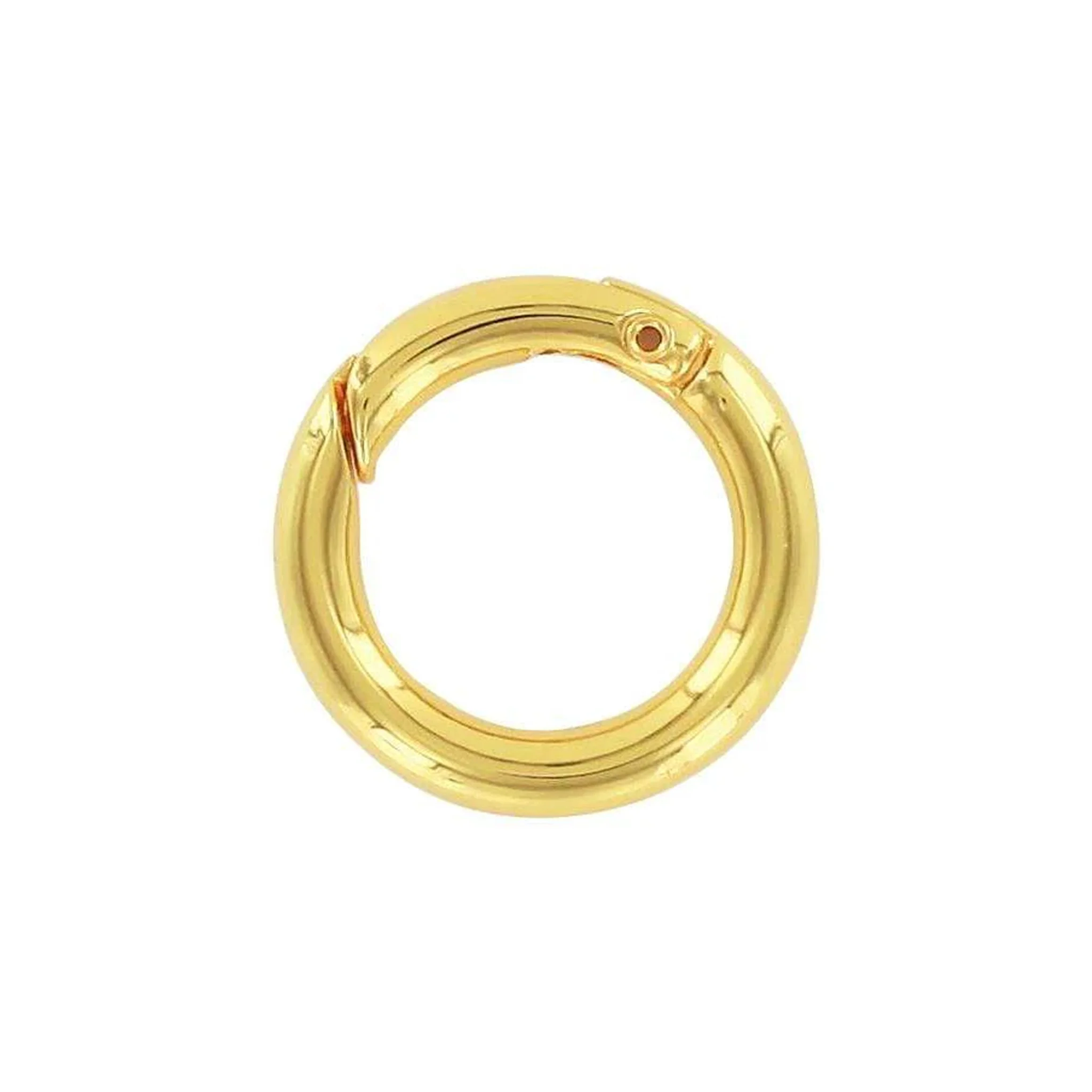 5/8" Shiny Gold, Spring Gate Round Ring, Zinc Alloy-PK5