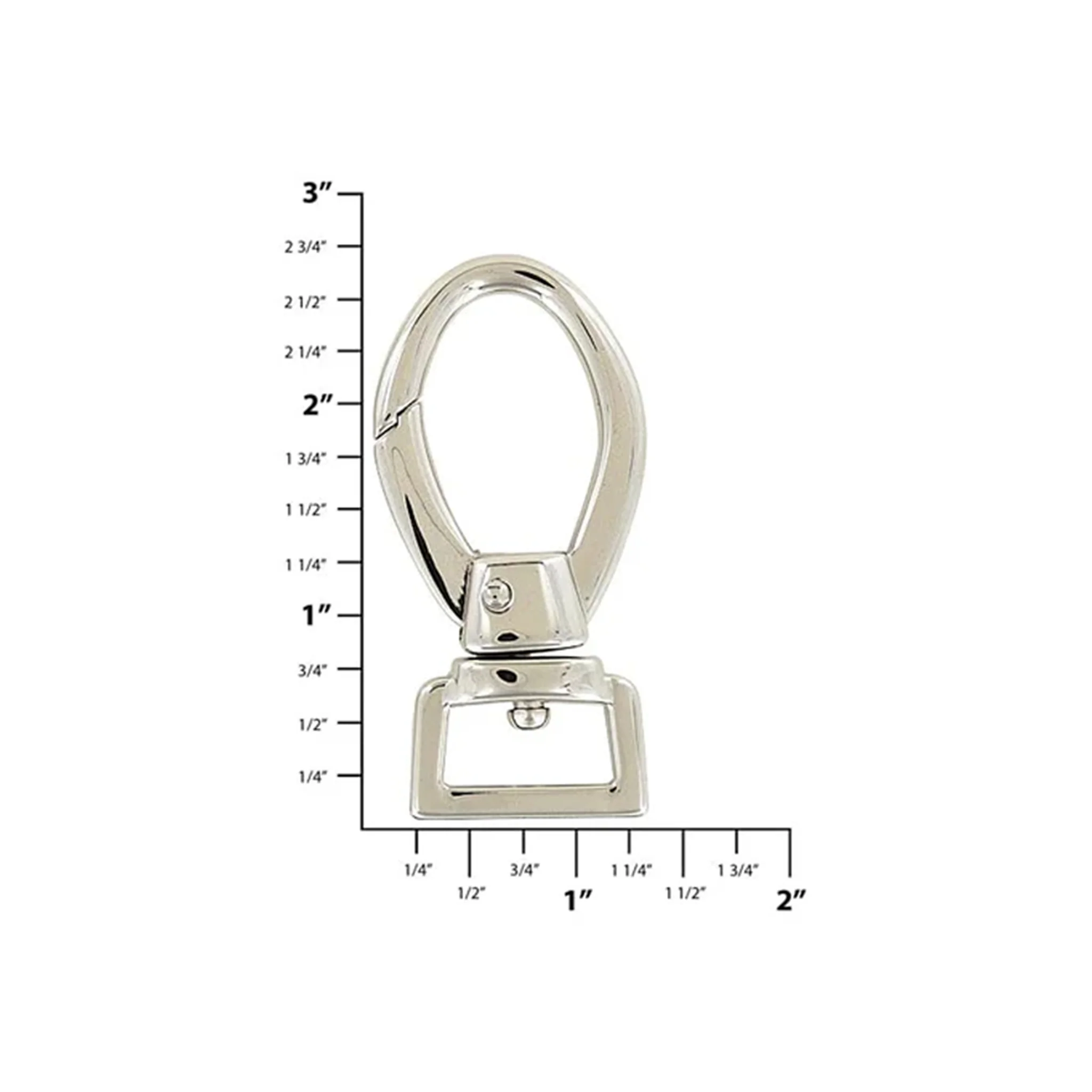 3/4" Nickel, 2 9/16" Lever Swivel Snap Hook, Zinc Alloy - Image 2