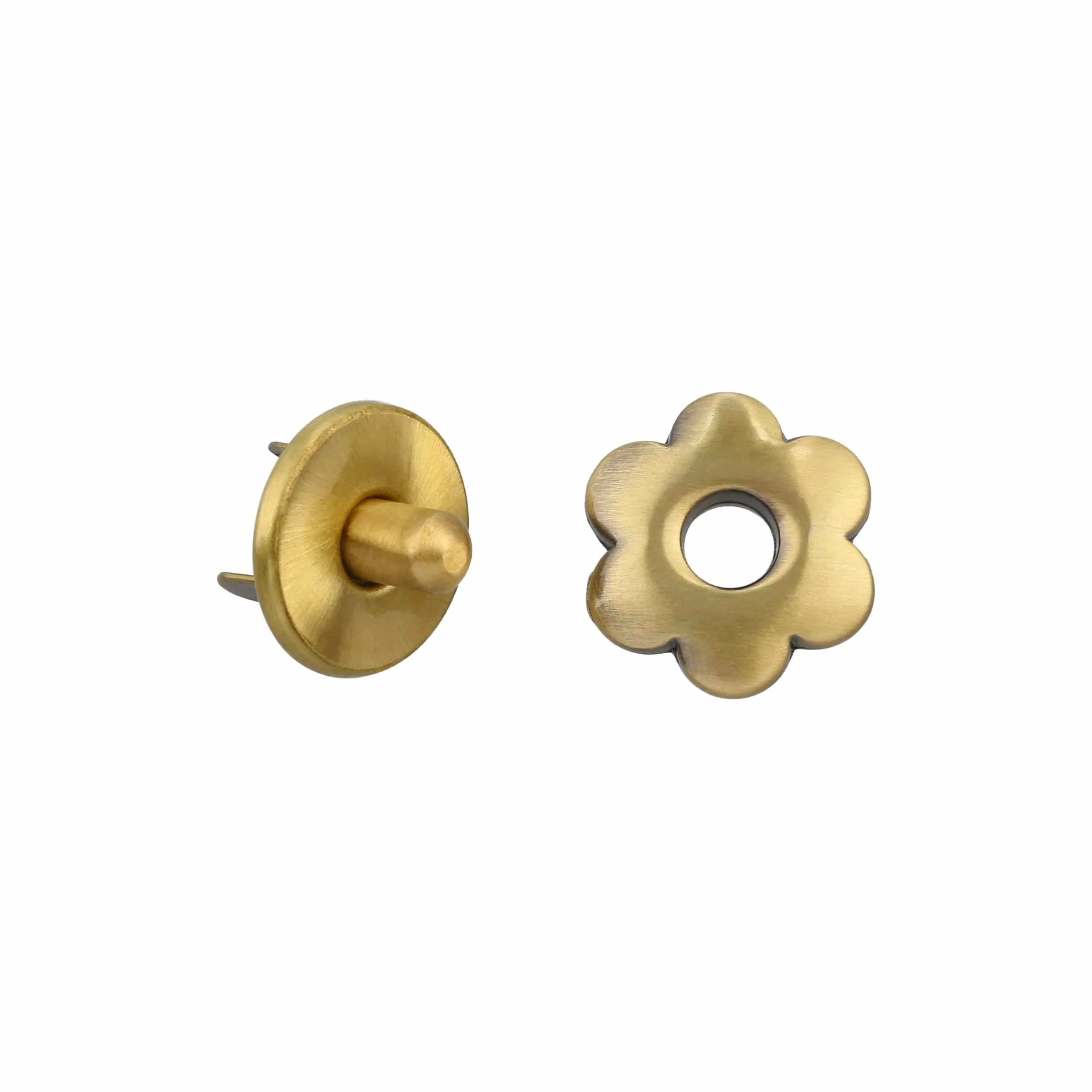 15mm Antique Brass, Flower Magnetic Snap, Steel - Image 3