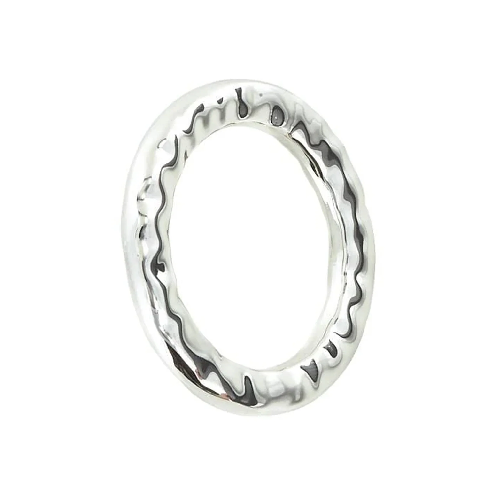 1 3/8" Shiny Nickel, Solid Textured Round Ring, Zinc Alloy - Image 3