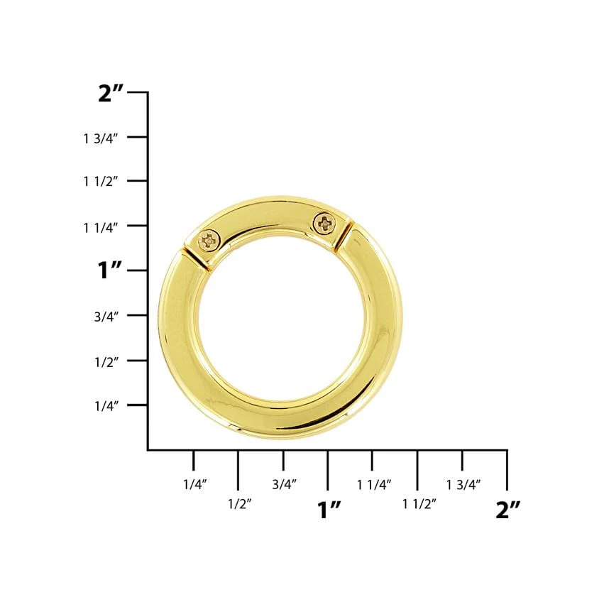 1" Shiny Gold, Screw-Apart Round Ring, Zinc Alloy - Image 2
