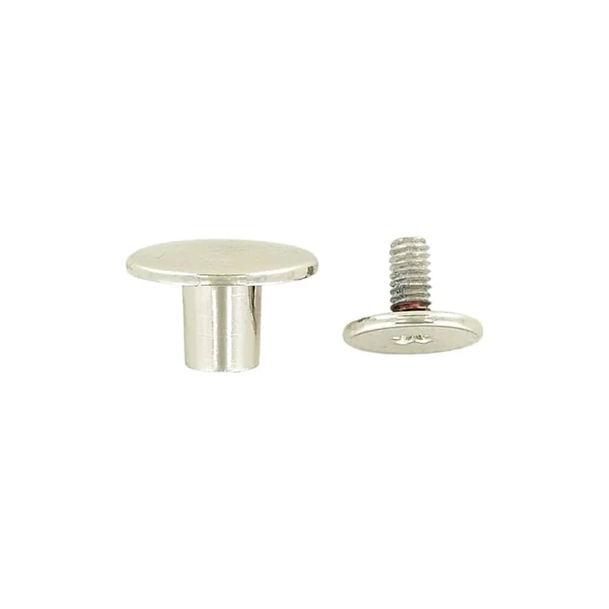 11mm Shiny Nickel, Flat Top Stud with Screw, Zinc Alloy - PK5 - Image 4