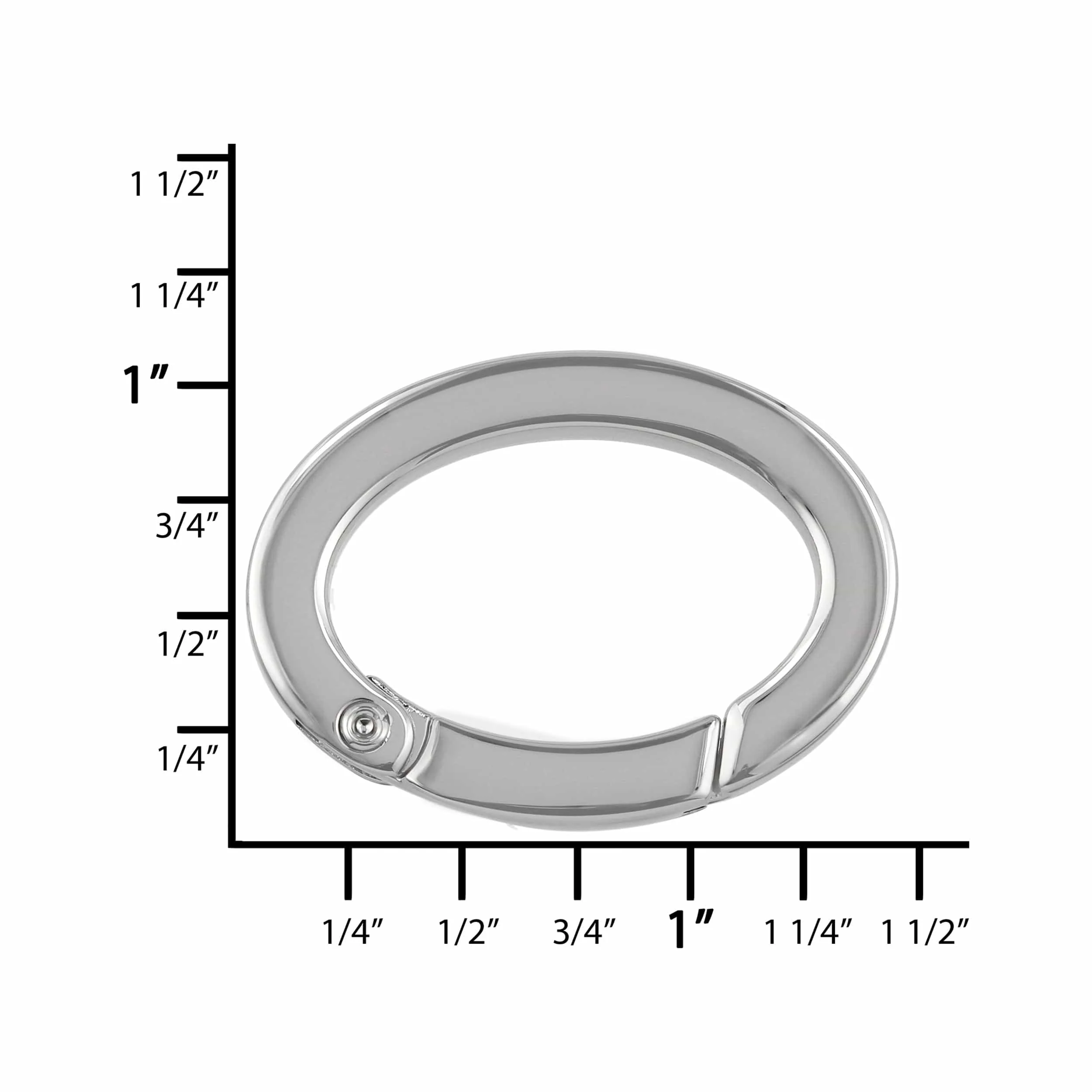 1" Shiny Nickel, Spring Gate Oval Ring, Zinc Alloy - Image 3