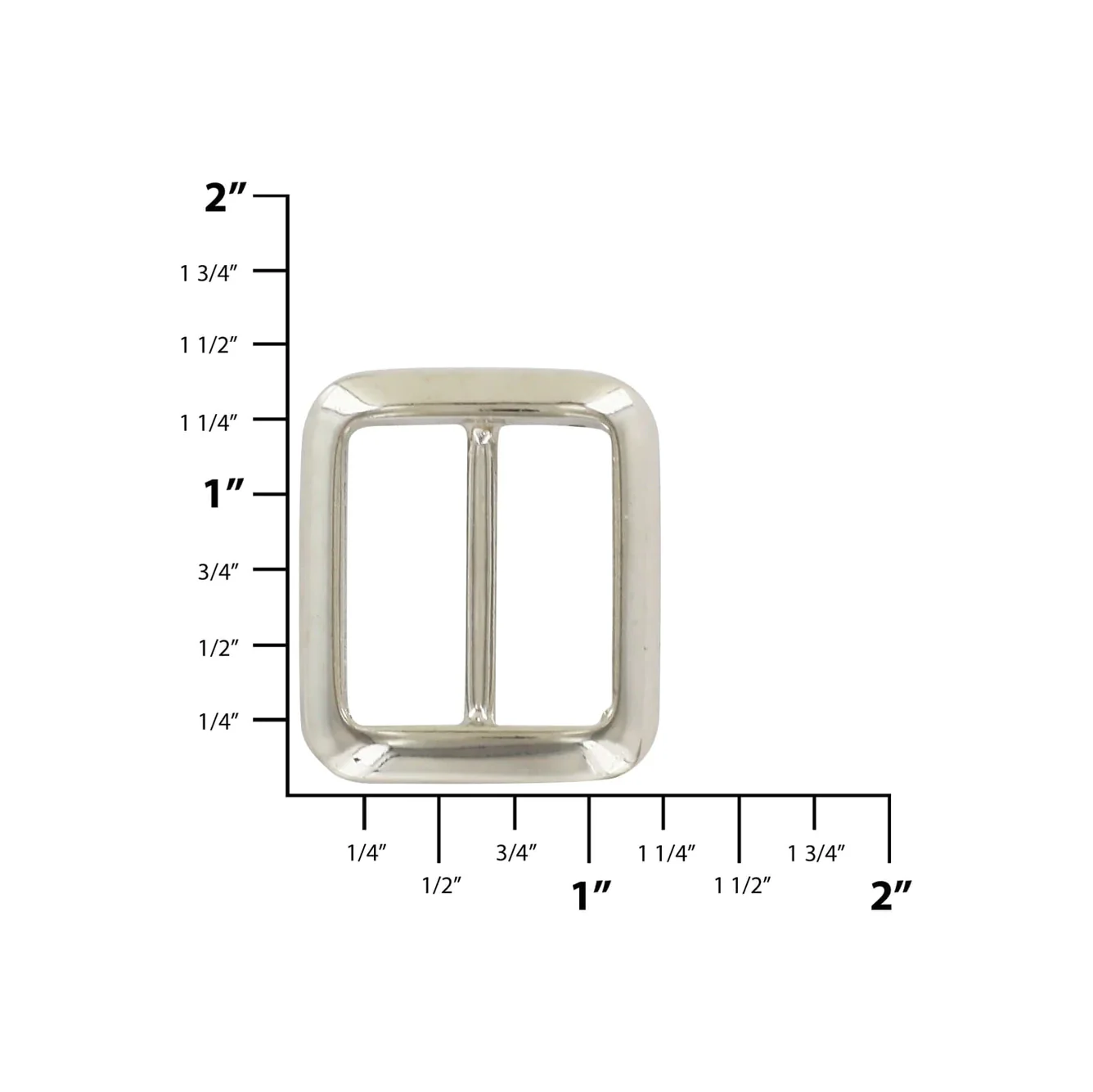 1" Shiny Nickel, Cast Concave Tri Glide Buckle, Zinc Alloy - Image 2