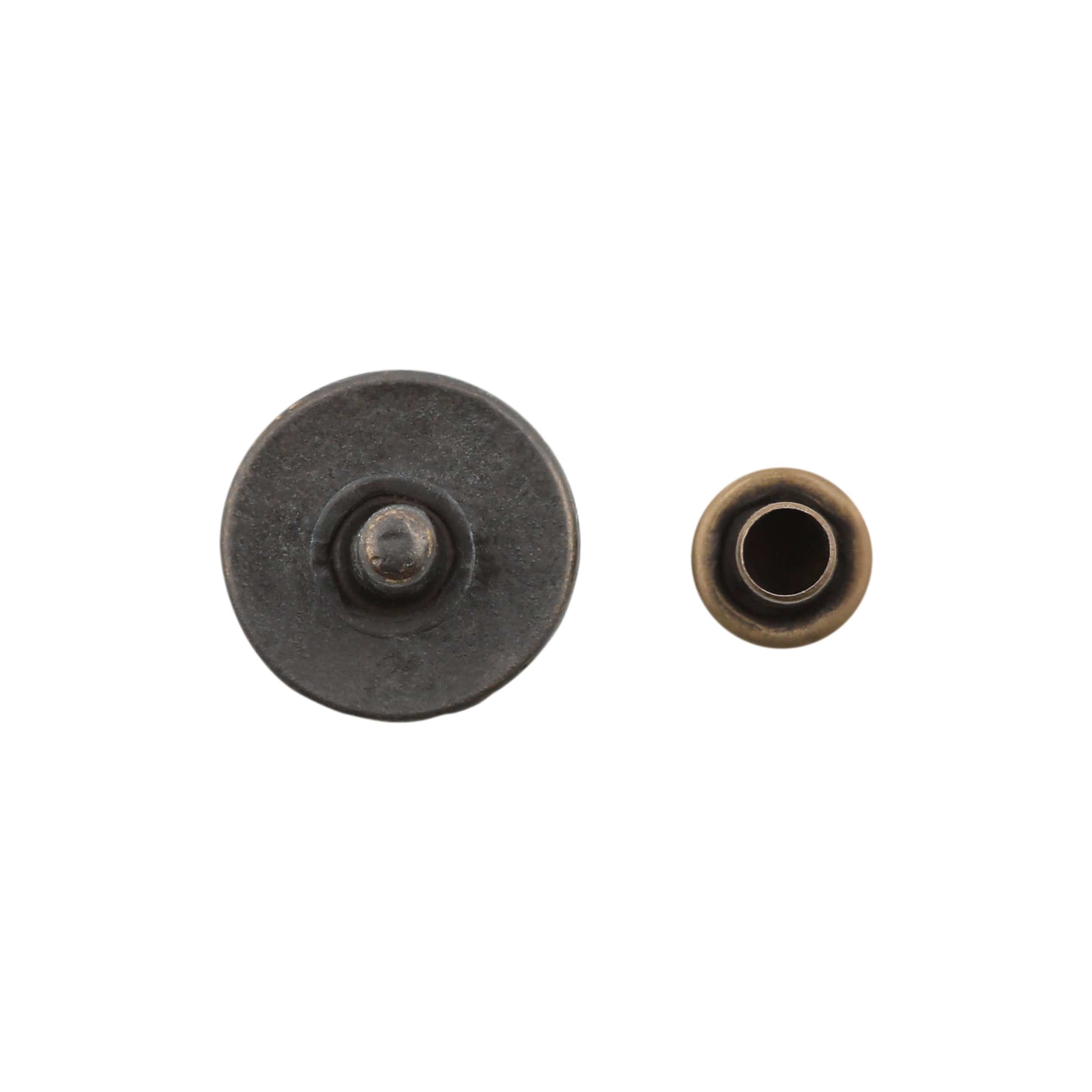11mm Antique Brass, Flat Screw Top Rivet Stud, Steel - Image 2