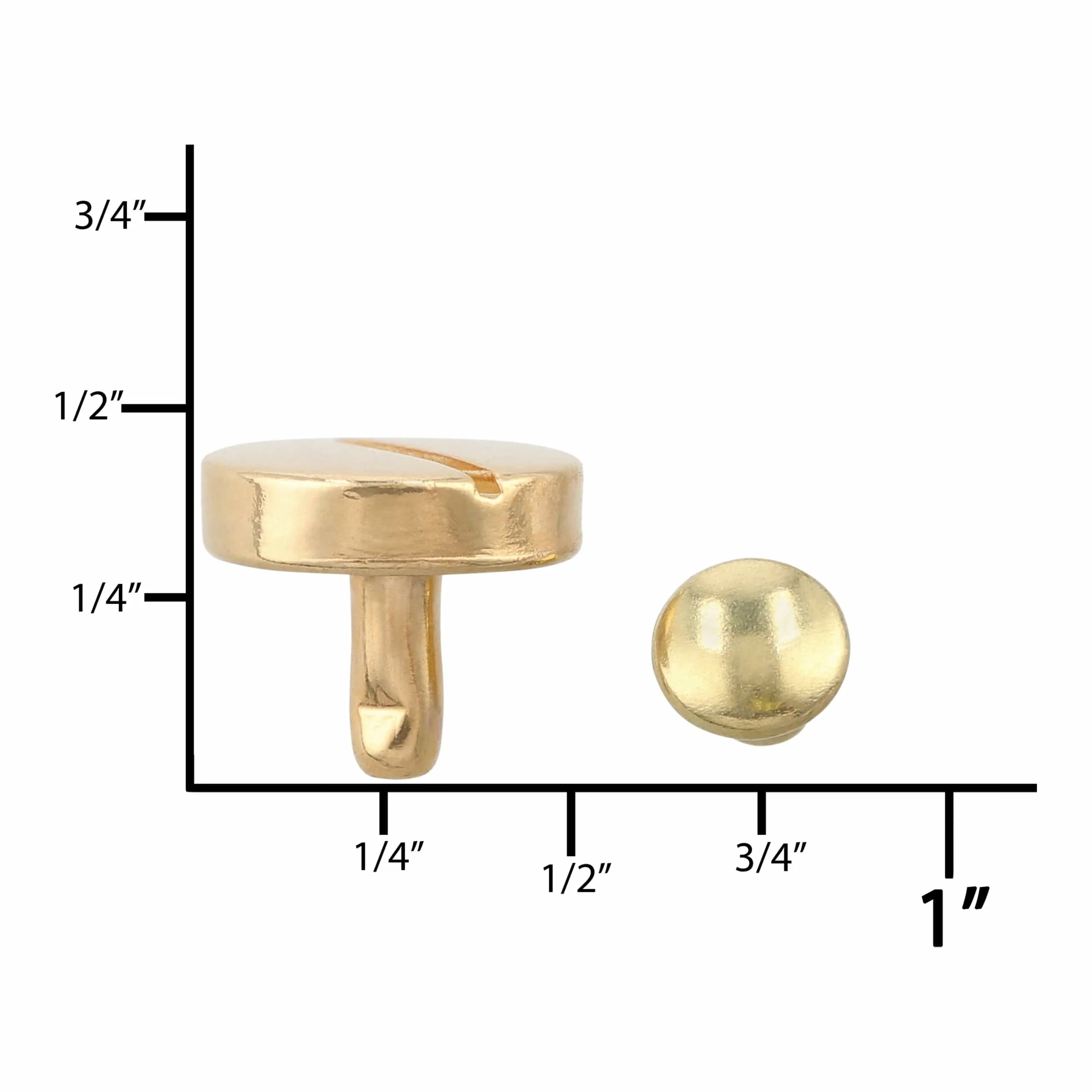 11mm Shiny Gold, Flat Screw Top Rivet Stud, Steel - Image 5