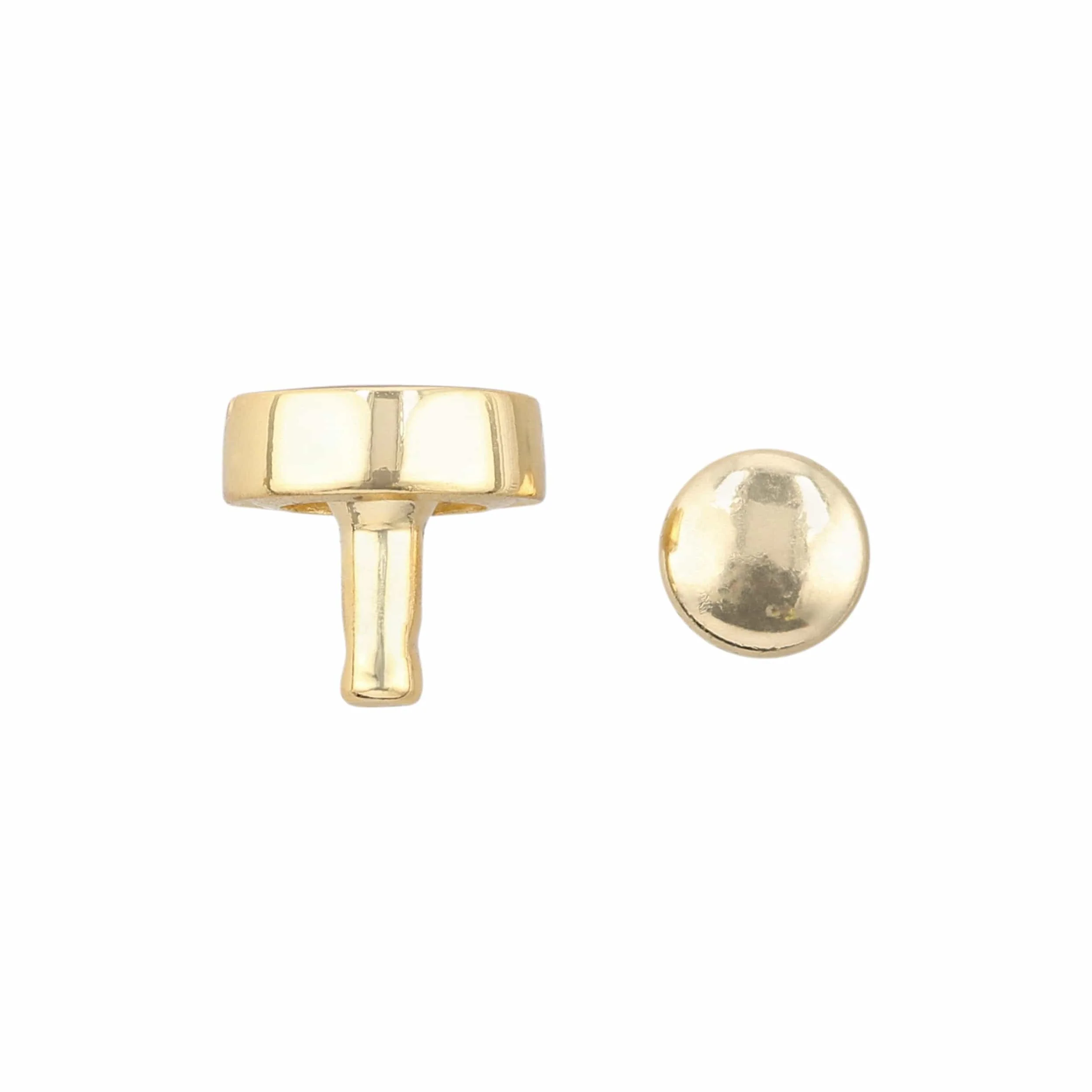 9mm Shiny Gold, Flat Screw Top Rivet Stud, Steel - PK5 - Image 3