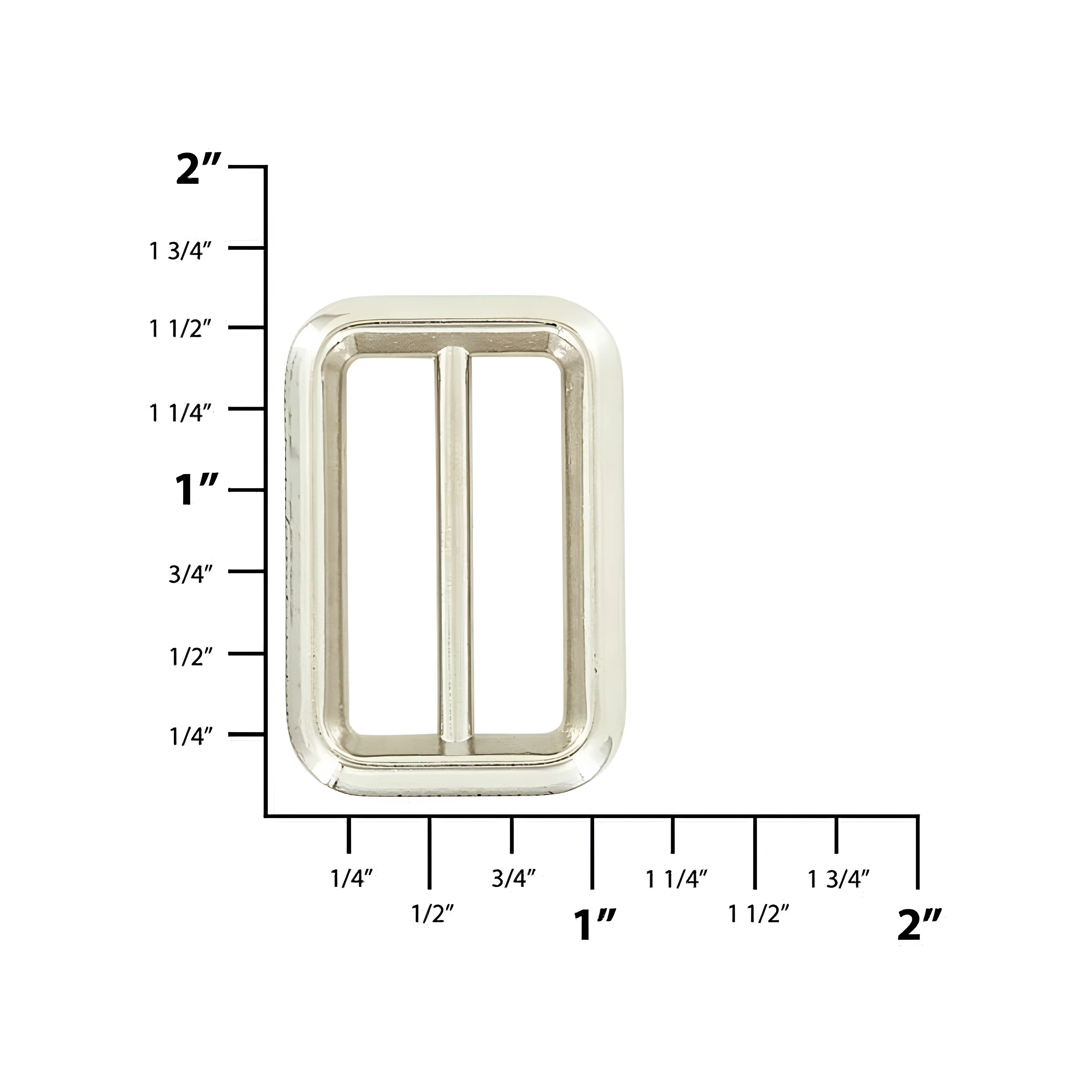 1 3/16" Shiny Nickel, Beveled Double Loop, Zinc Alloy - Image 2