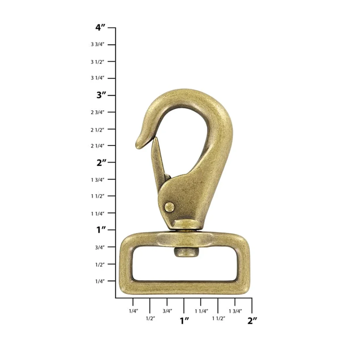 1 1/2" Antique Brass, 3" Lever Swivel Snap Hook, Zinc Alloy - Image 2