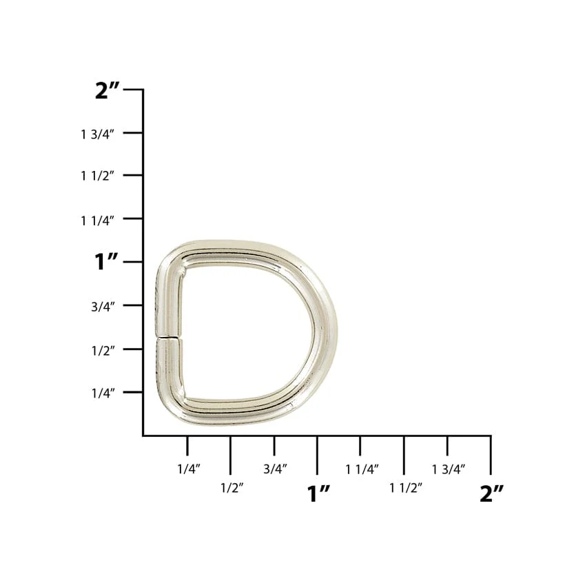 3/4" Shiny Nickel, Split D Ring, Steel - Image 3