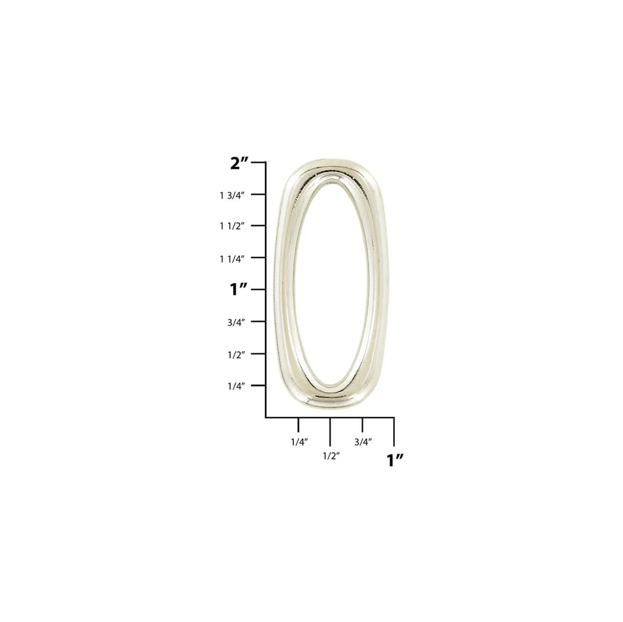 1 1/2" Shiny Nickel, Rectangular Ring, Zinc Alloy - Image 2