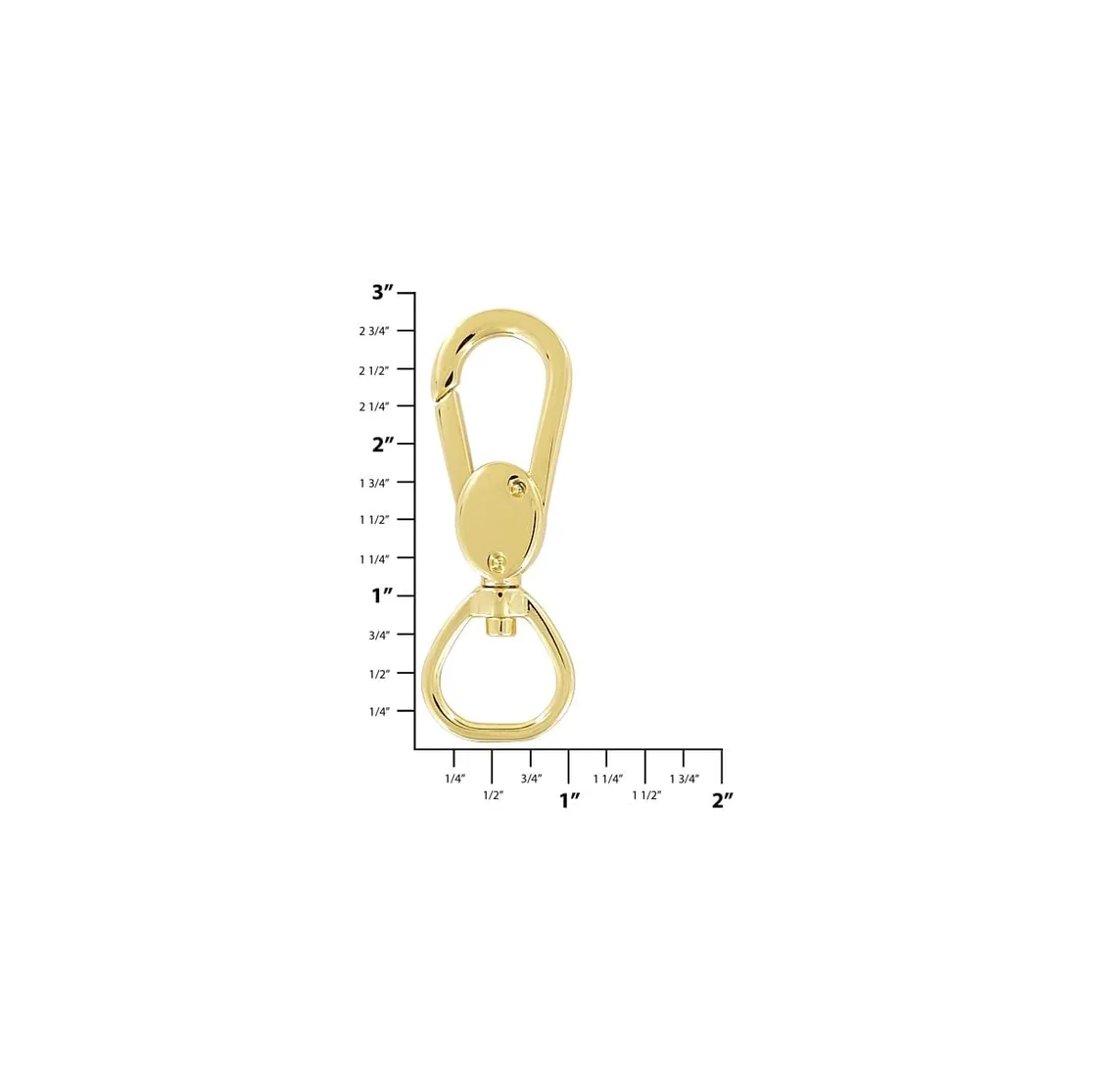 3/4" Shiny Gold, 2 7/8" Lever Flat Profile Swivel Snap, Zinc Alloy - Image 2