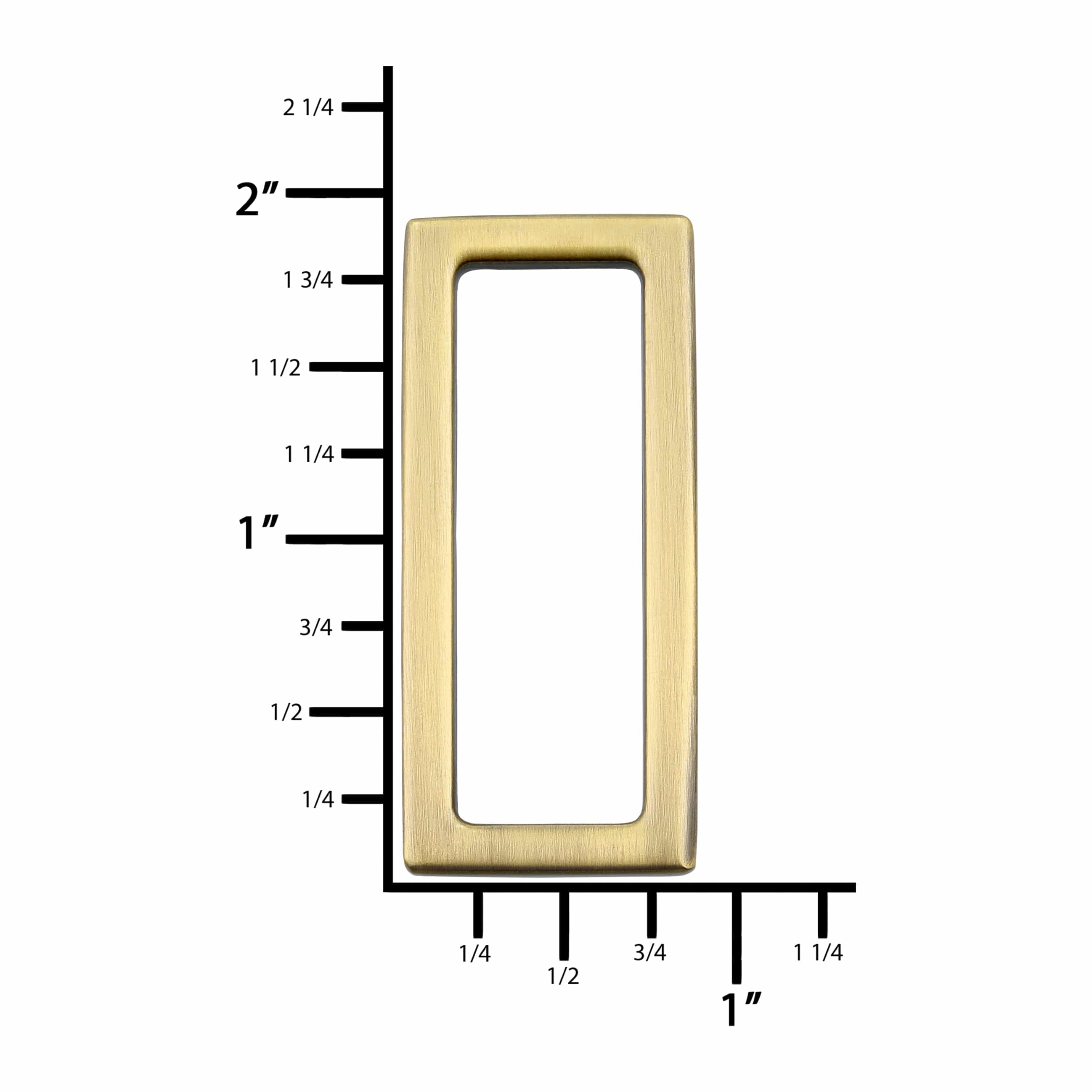 1 1/2" Light Brushed Antique Brass, Cast Rectangular Ring, Zinc Alloy - Image 2