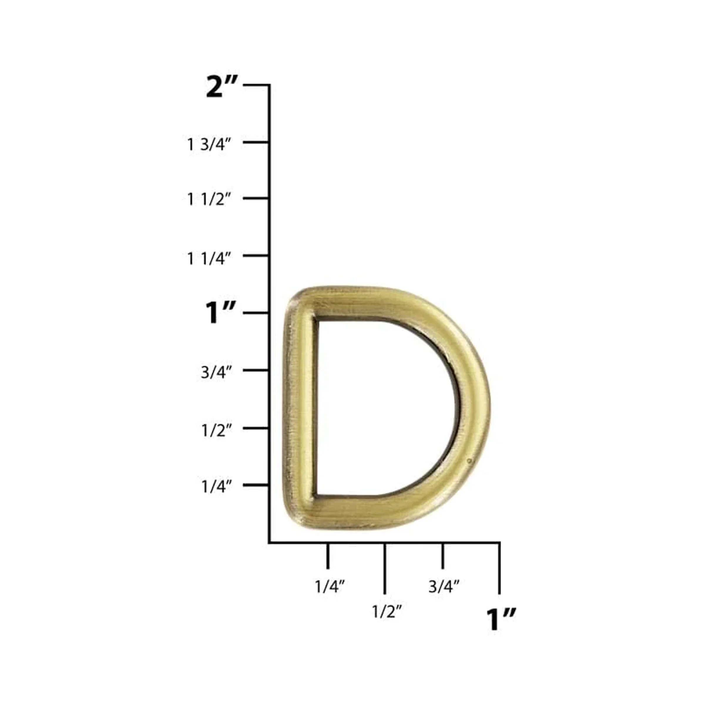 3/4" Antique Brass, 3mm Gauge Cast D-Ring, Zinc Alloy - Image 3