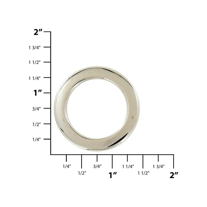 1" Shiny Nickel, Flat Round Ring, Zinc Alloy - Image 2