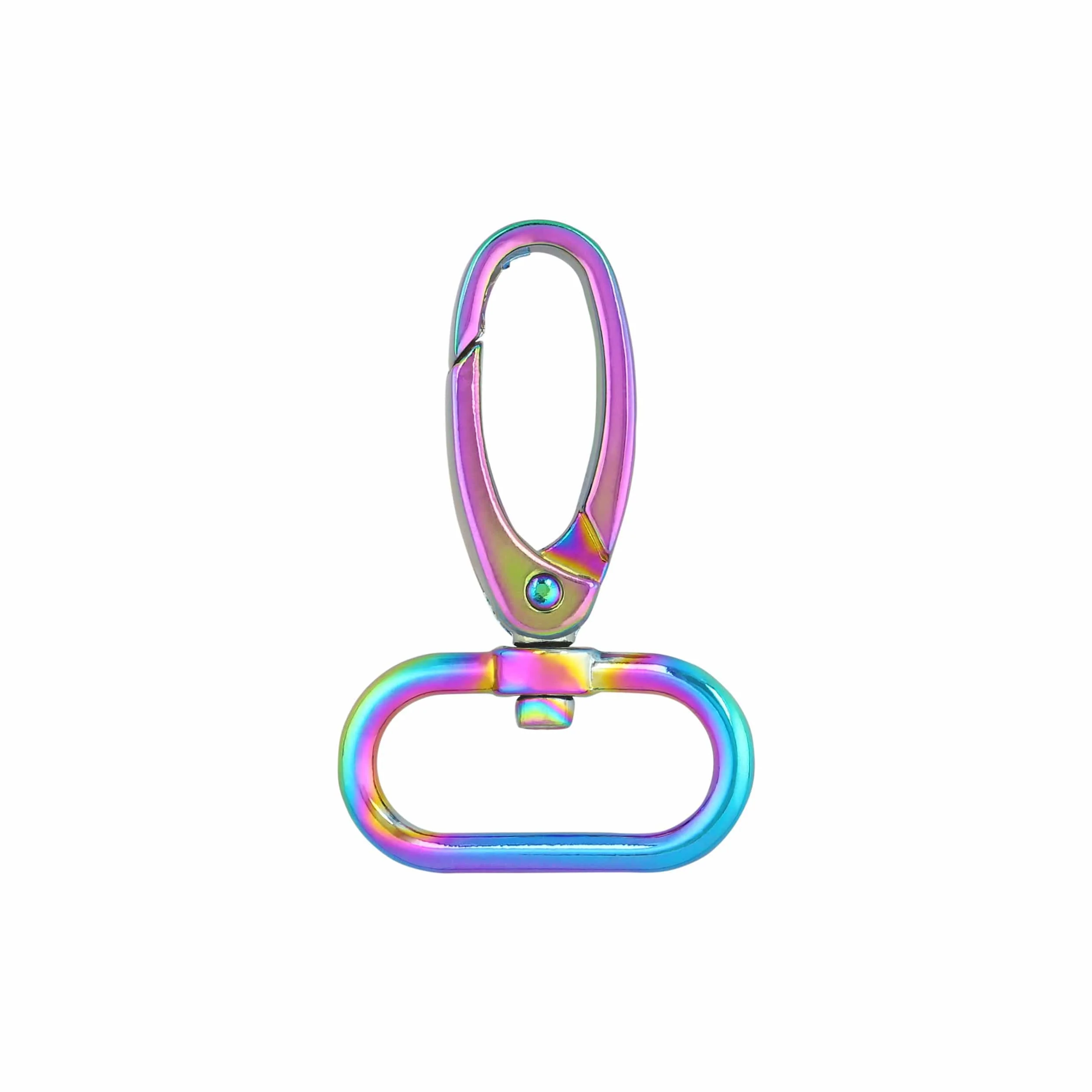 1" Iridescent Rainbow, Round Lever Swivel Snap, Zinc Alloy