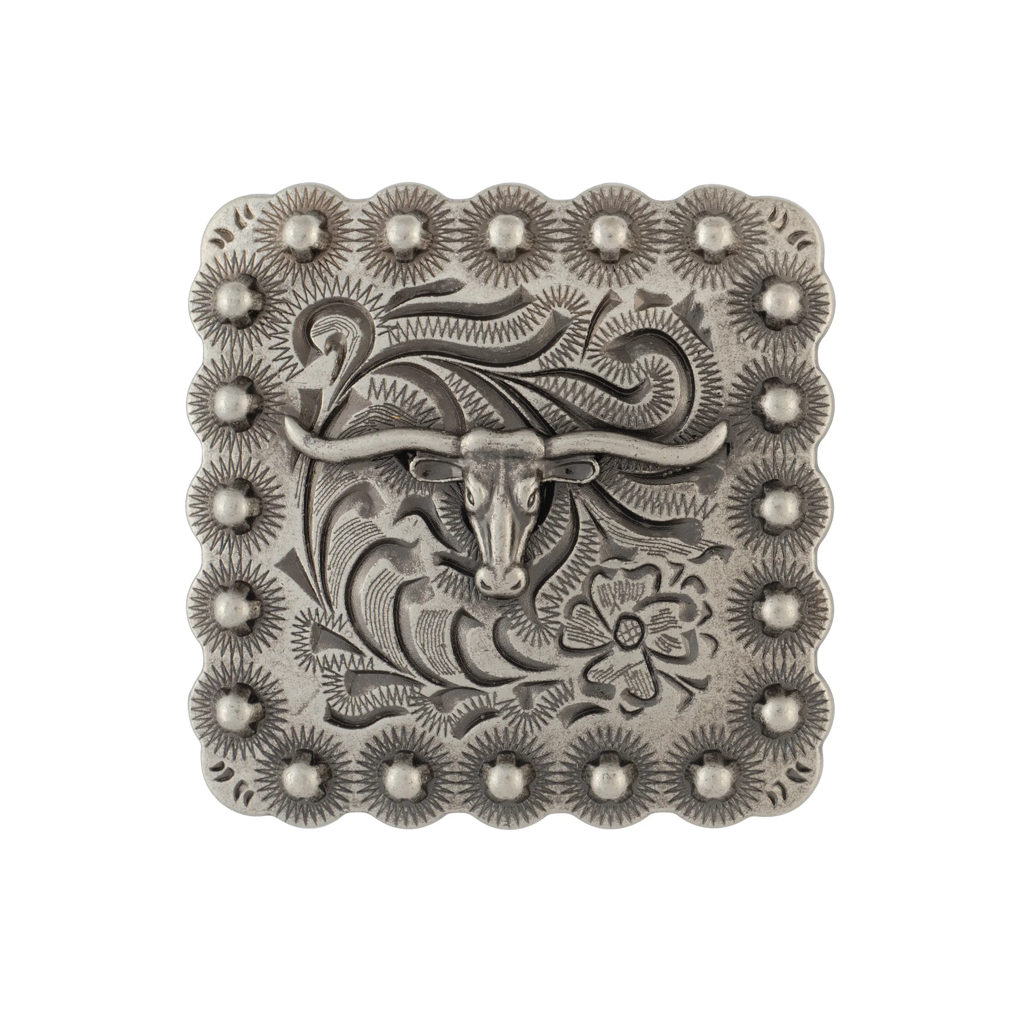 Square Longhorn Berry Concho - Image 7