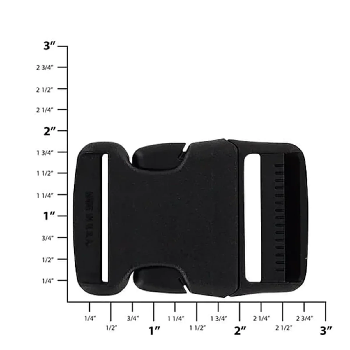 1 1/2" Black, Adjustable Side Side Squeeze Buckle, Plastic - Image 2