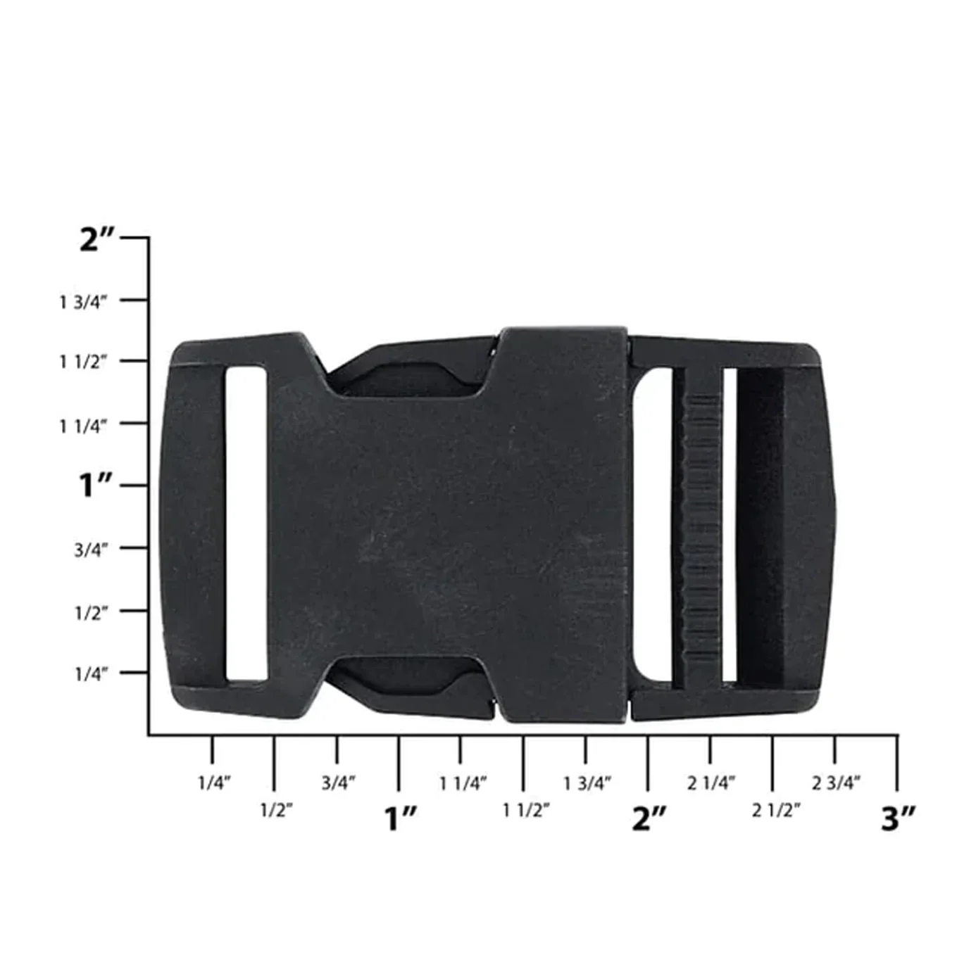 1 1/4" Black, Side Squeeze Buckle, Plastic - Image 2
