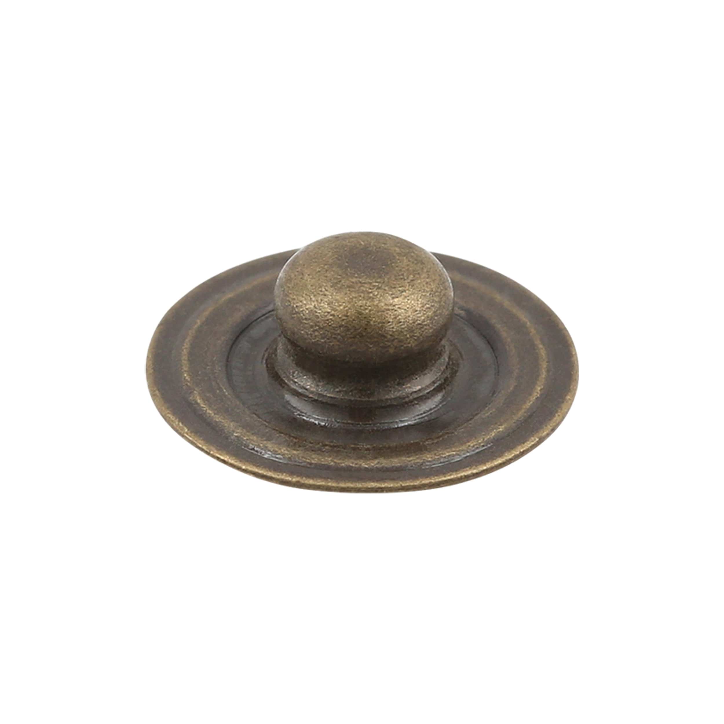 15/32" Antique Brass, Parallel Spring Snap Stud, Solid Brass - Image 3